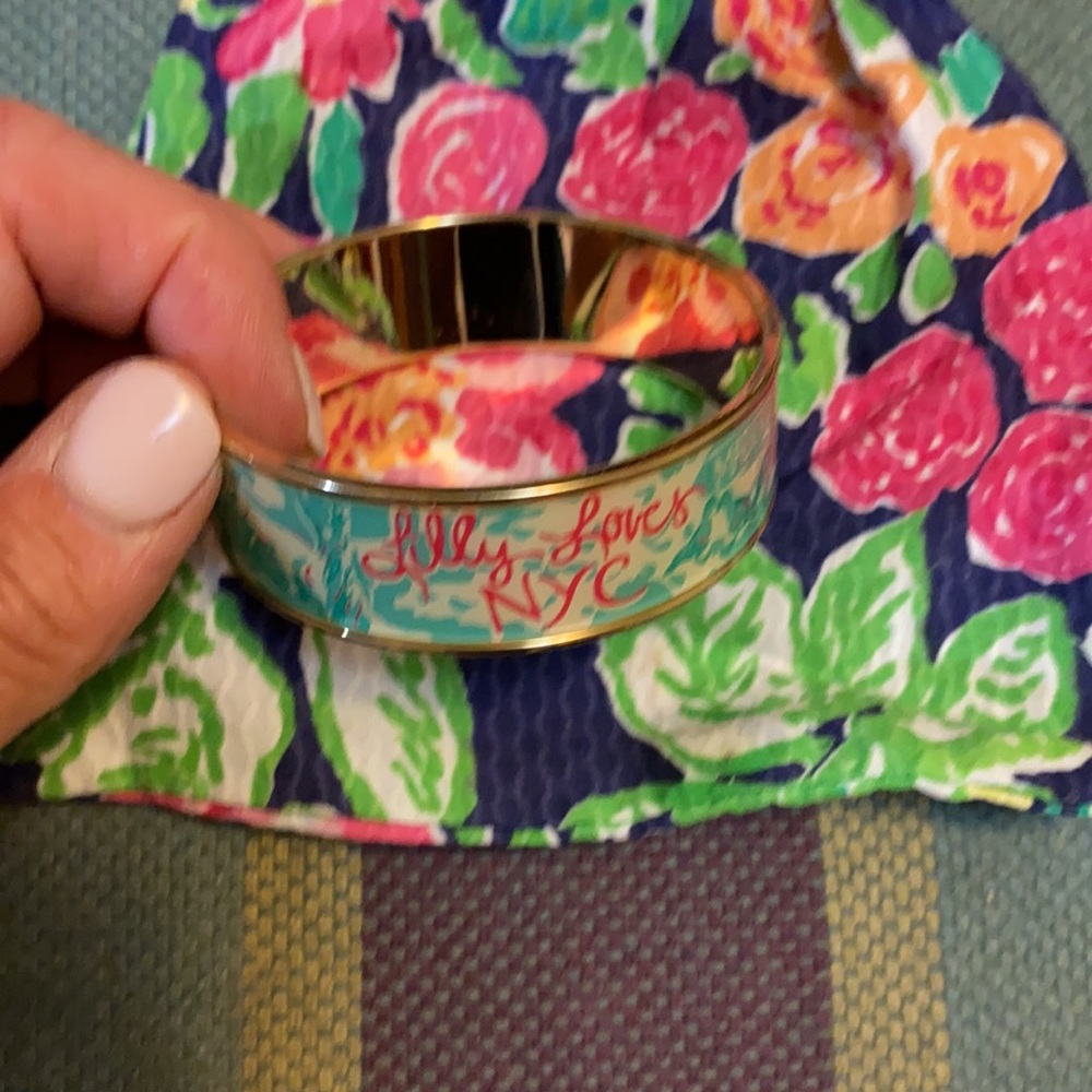 Lilly Pulitzer Print Gold Bangle Bracelet - Picture 3 of 4